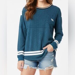 Victoria's Secret Pink Teal Crewneck Top/Sweater
